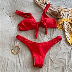 Sexy Red Tie Front Bikini